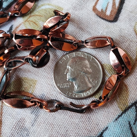 Vintage Copper Triangle Statement Necklace Renoir? MCM Jewelry J Hook Clasp - Picture 8 of 9